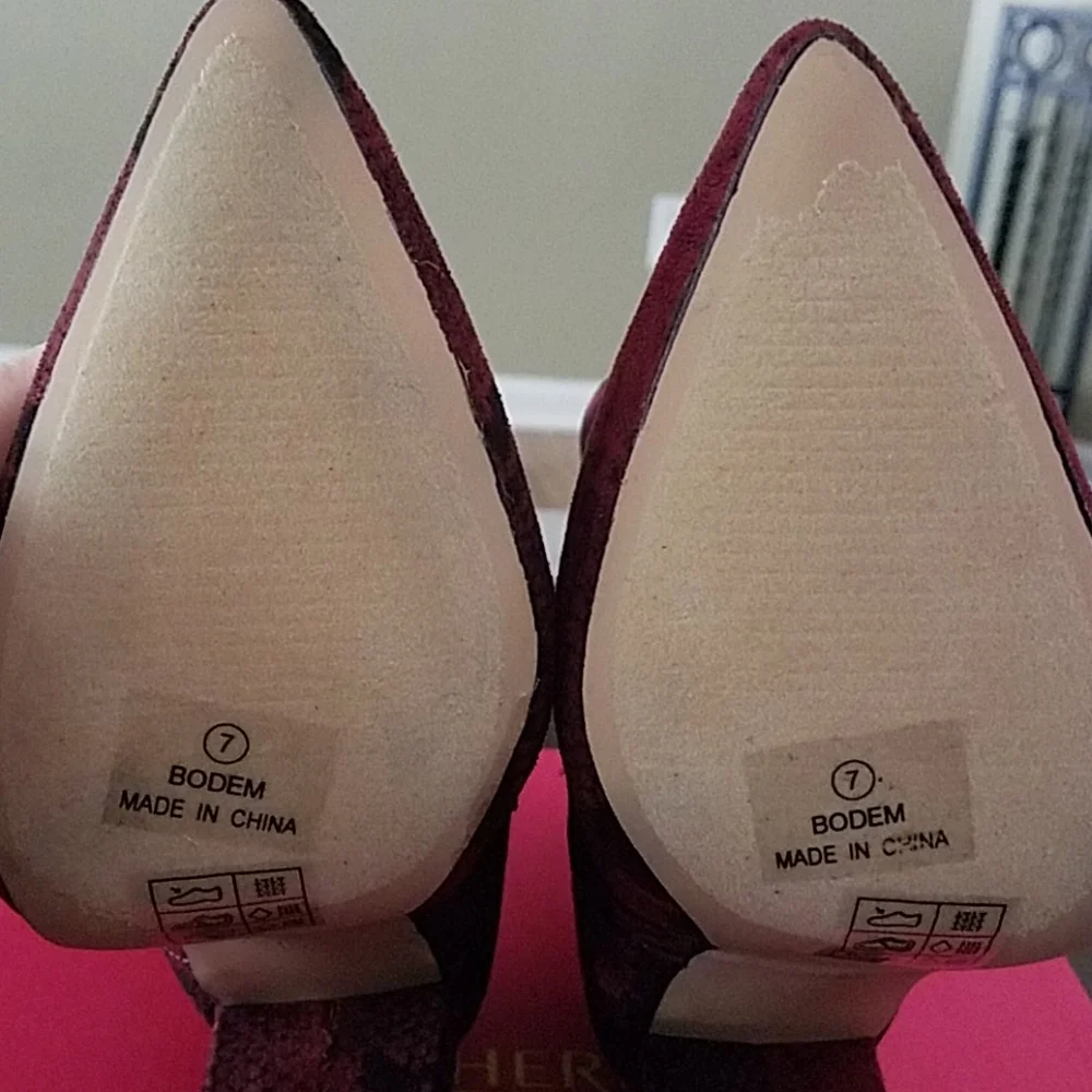 Faux Suede Burgundy Block Heel Stretch Bootie 7